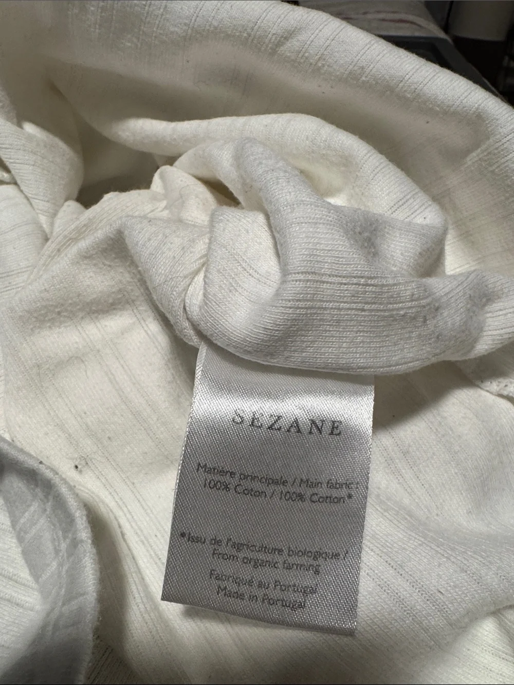 Sezane Mao Ecru White Ribbed T-shirt Size Medium - Picture 10 of 10